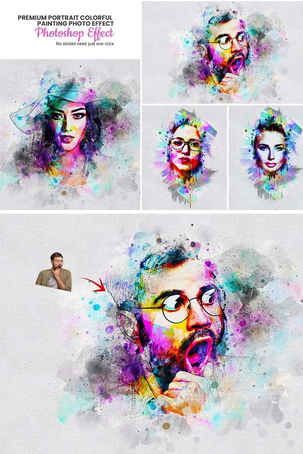 Premium Portrait Colorful Painting pinterest preview image.