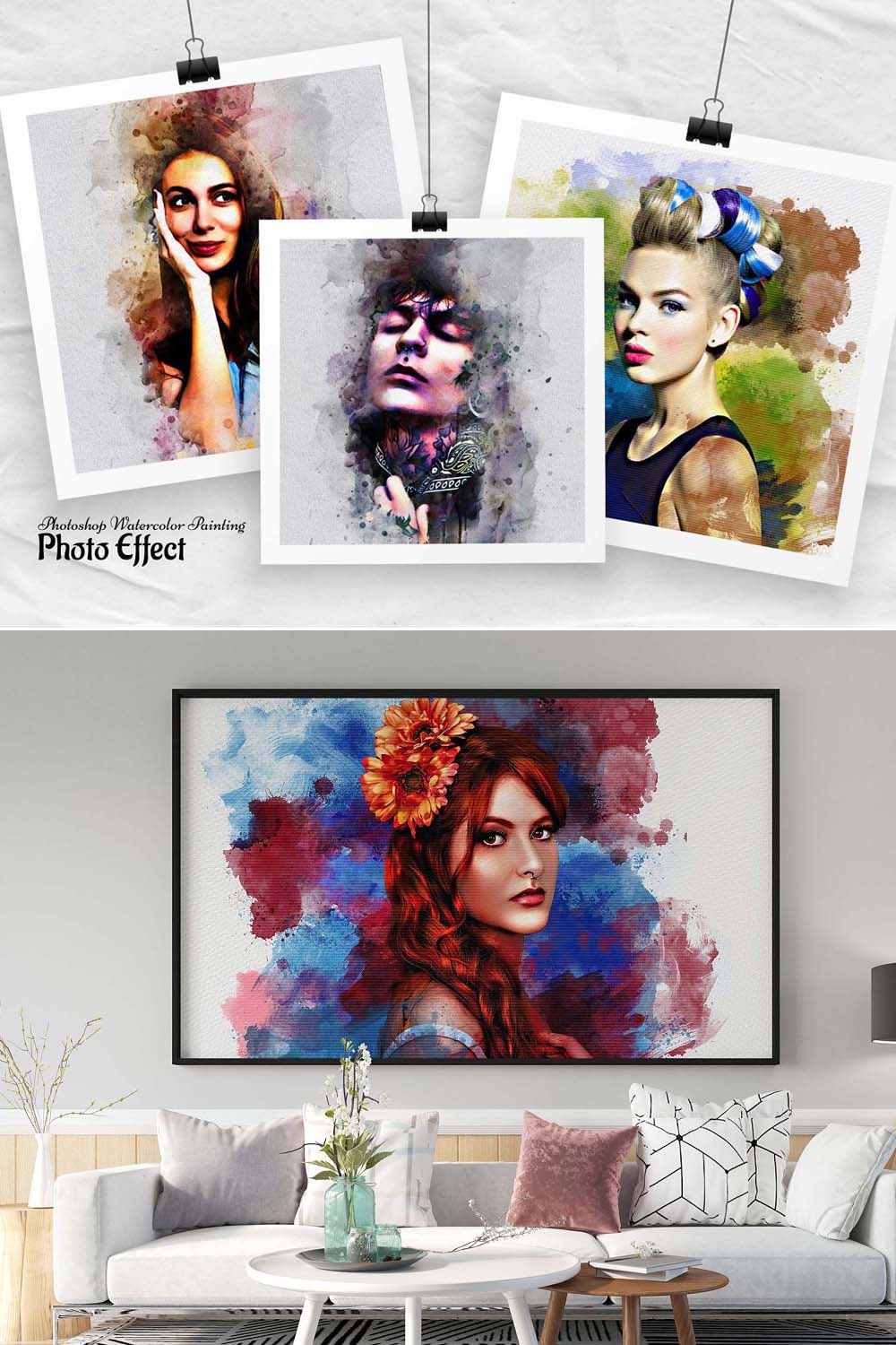 Photoshop Watercolor Painting Effect pinterest preview image.