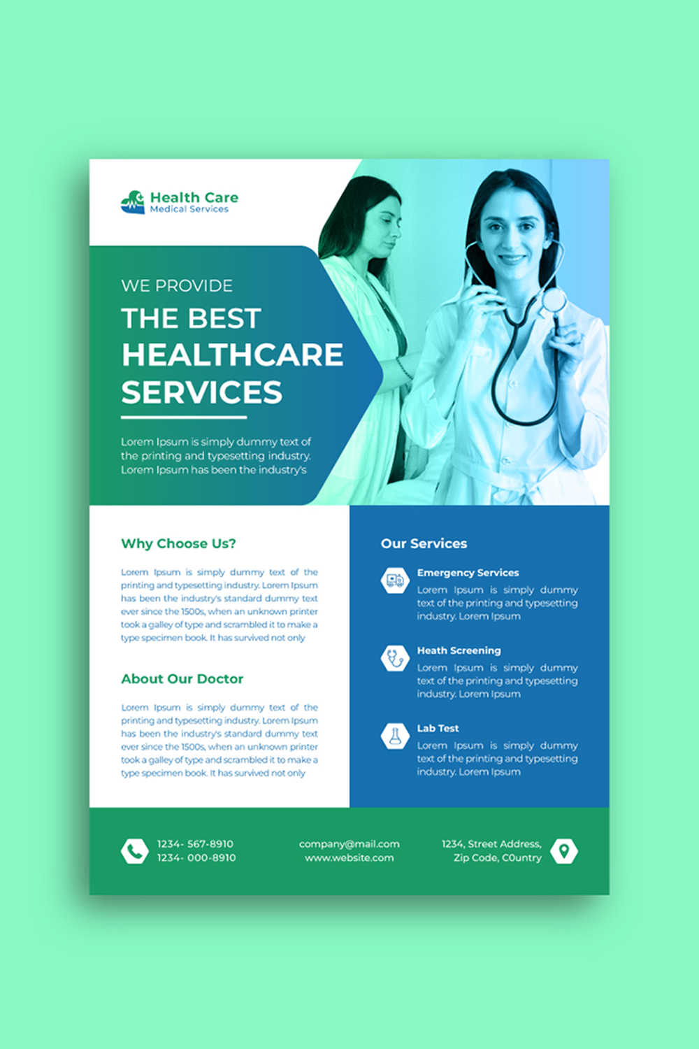 Medical and Healthcare Flyer Template pinterest preview image.