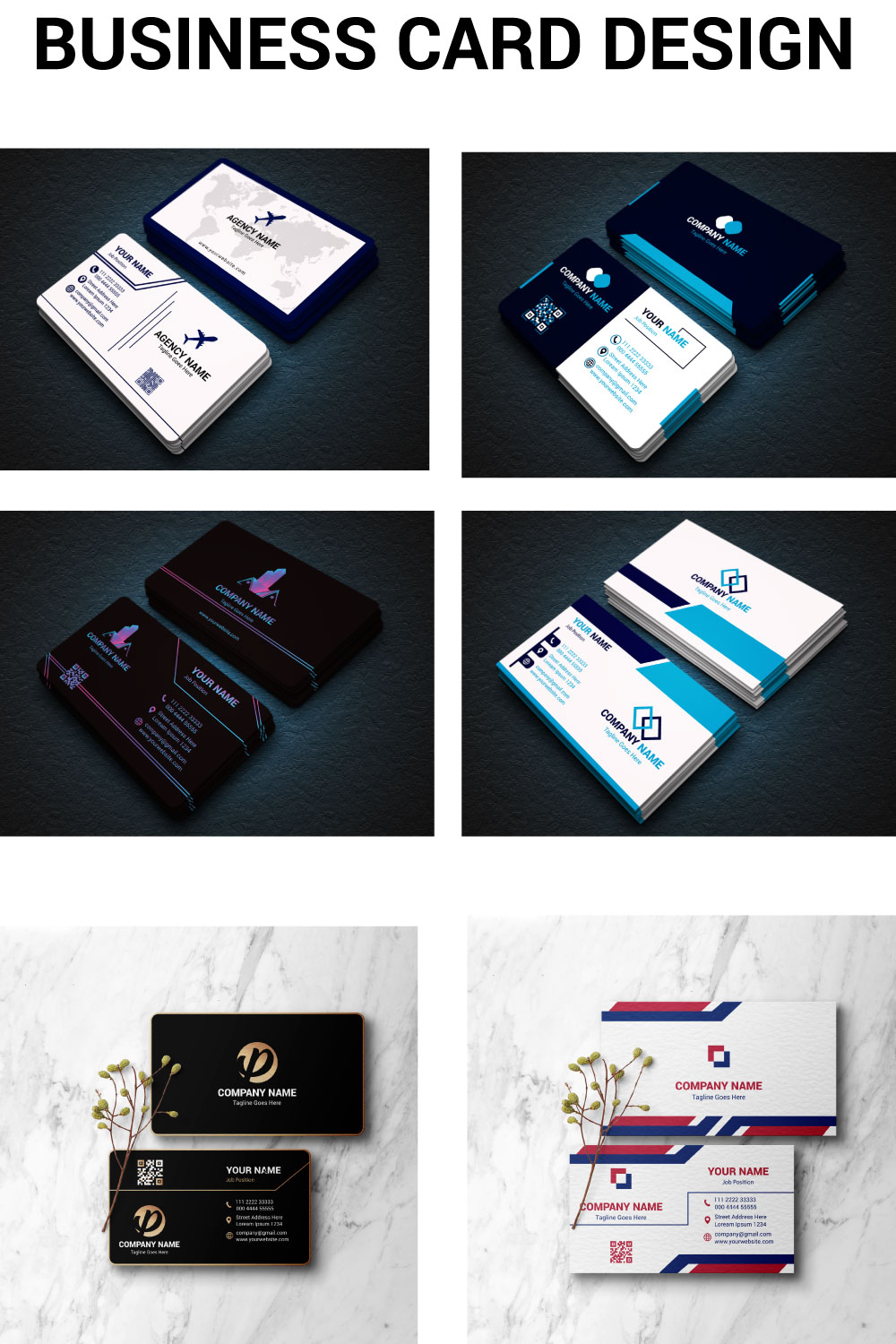 Collection of double sided business card vector templates Stationery design vector set pinterest preview image.