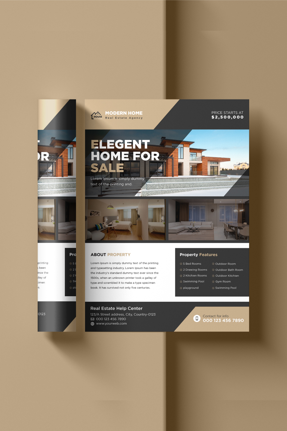 Modern real estate a4 flyer design template pinterest preview image.