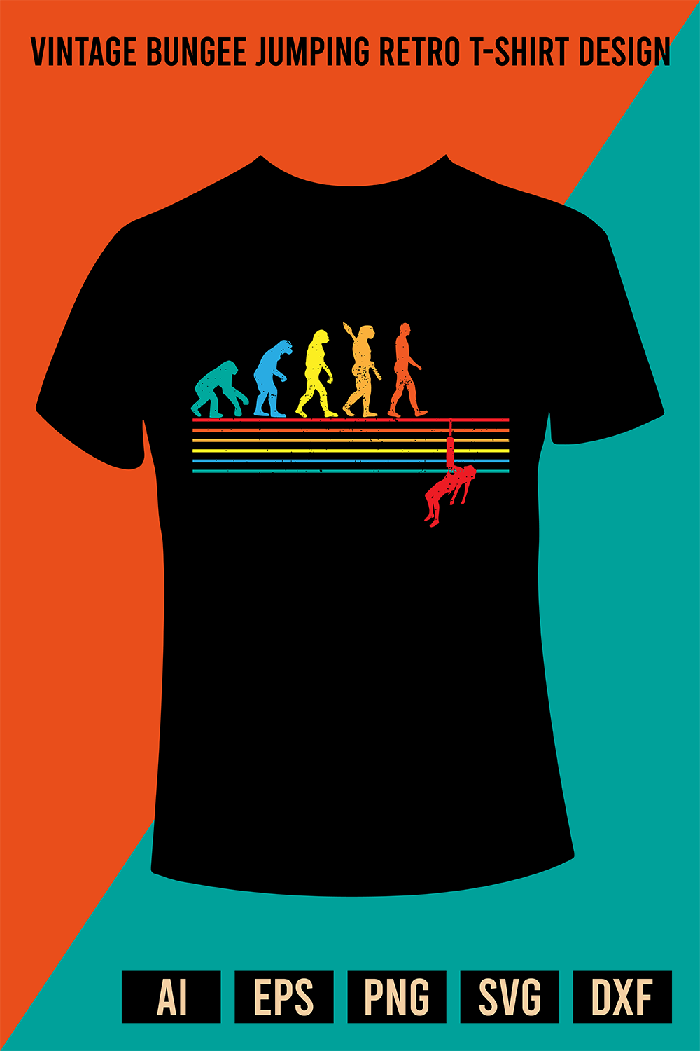 Vintage Bungee Jumping Retro T-Shirt Design pinterest preview image.
