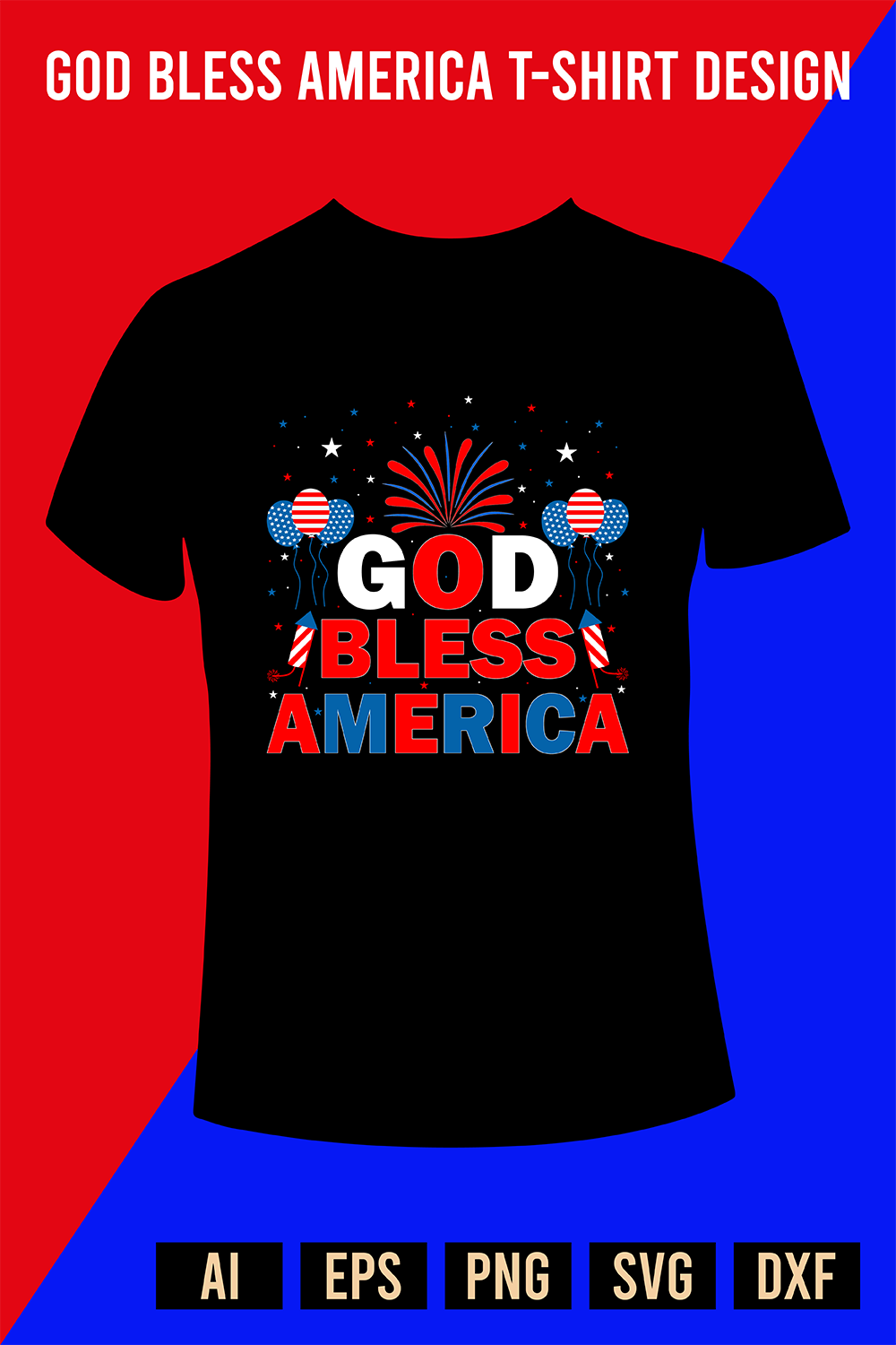 God Bless America T-Shirt Design pinterest preview image.