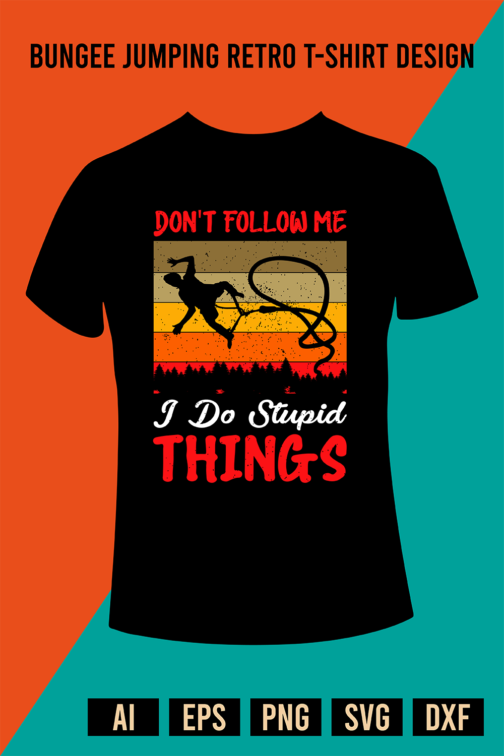 Bungee Jumping Retro T-Shirt Design pinterest preview image.