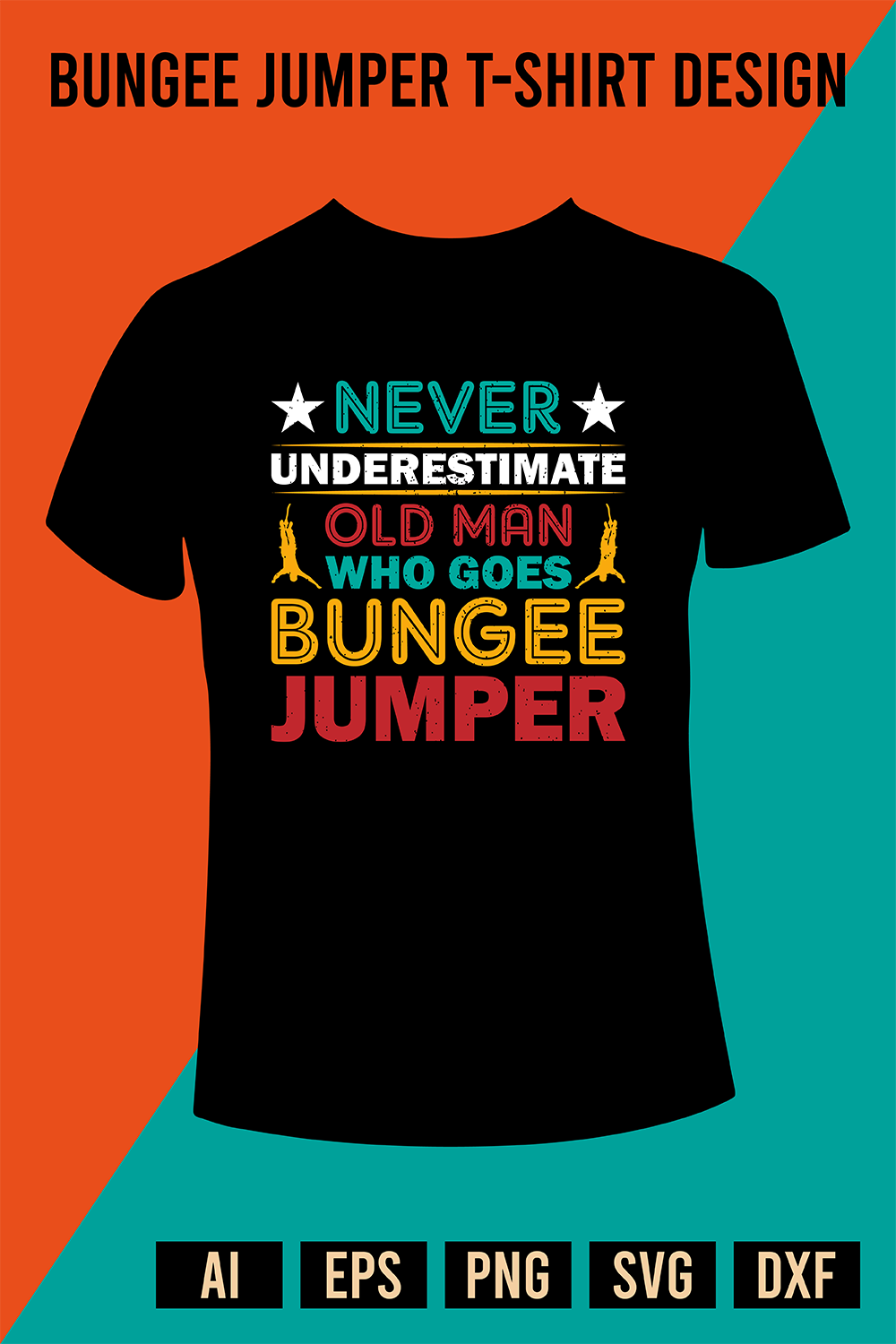 Bungee Jumper T-Shirt Design pinterest preview image.