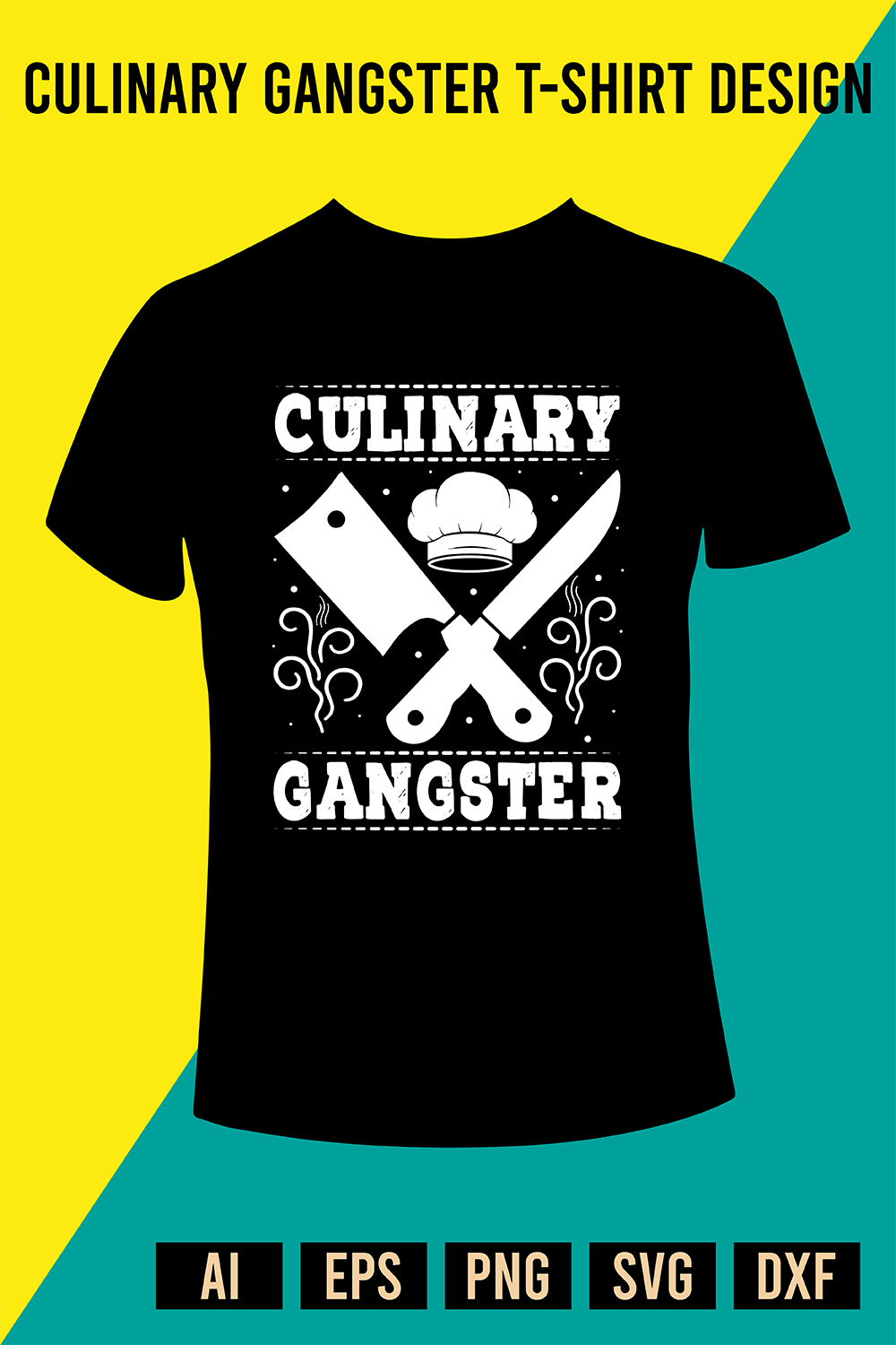 Culinary Gangster T-Shirt Design pinterest preview image.