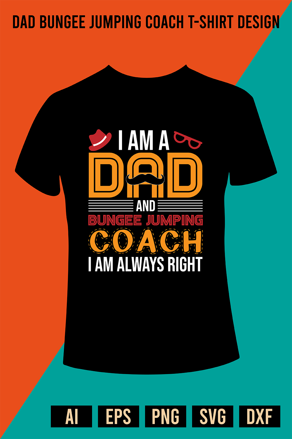 Dad Bungee Jumping Coach T-Shirt Design pinterest preview image.