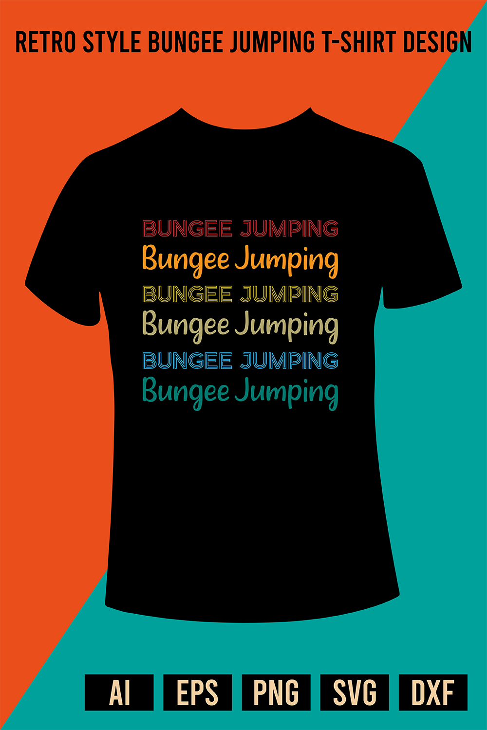 Retro Style Bungee Jumping T-Shirt Design pinterest preview image.