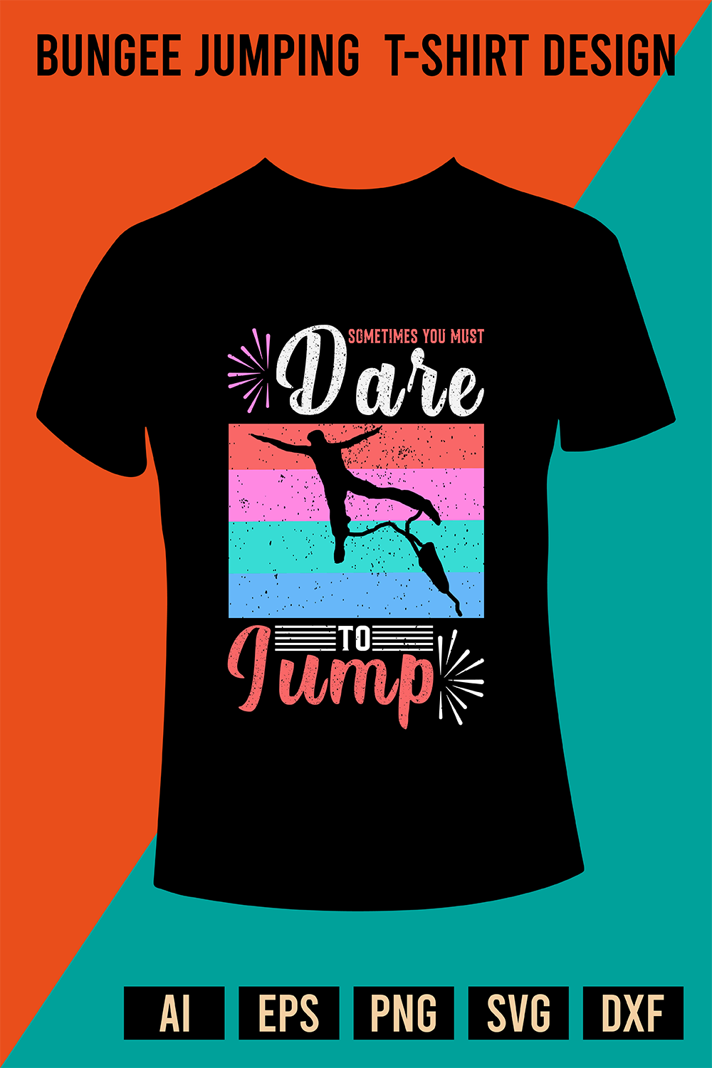 Bungee Jumping T-Shirt Design pinterest preview image.