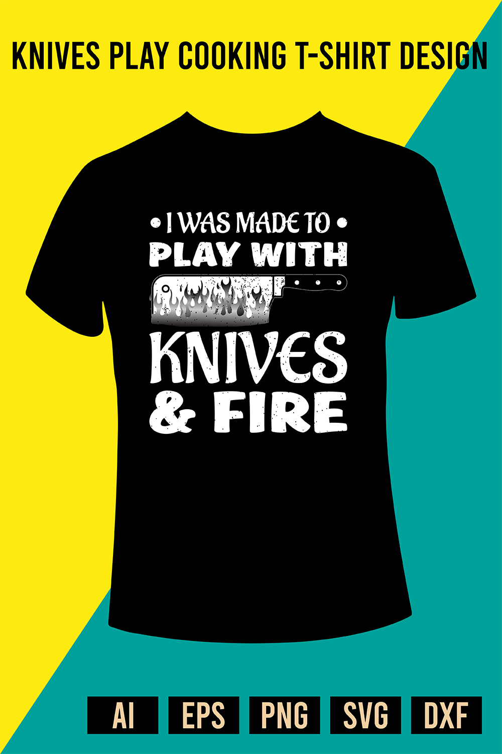 Knives Play Cooking T-Shirt Design pinterest preview image.