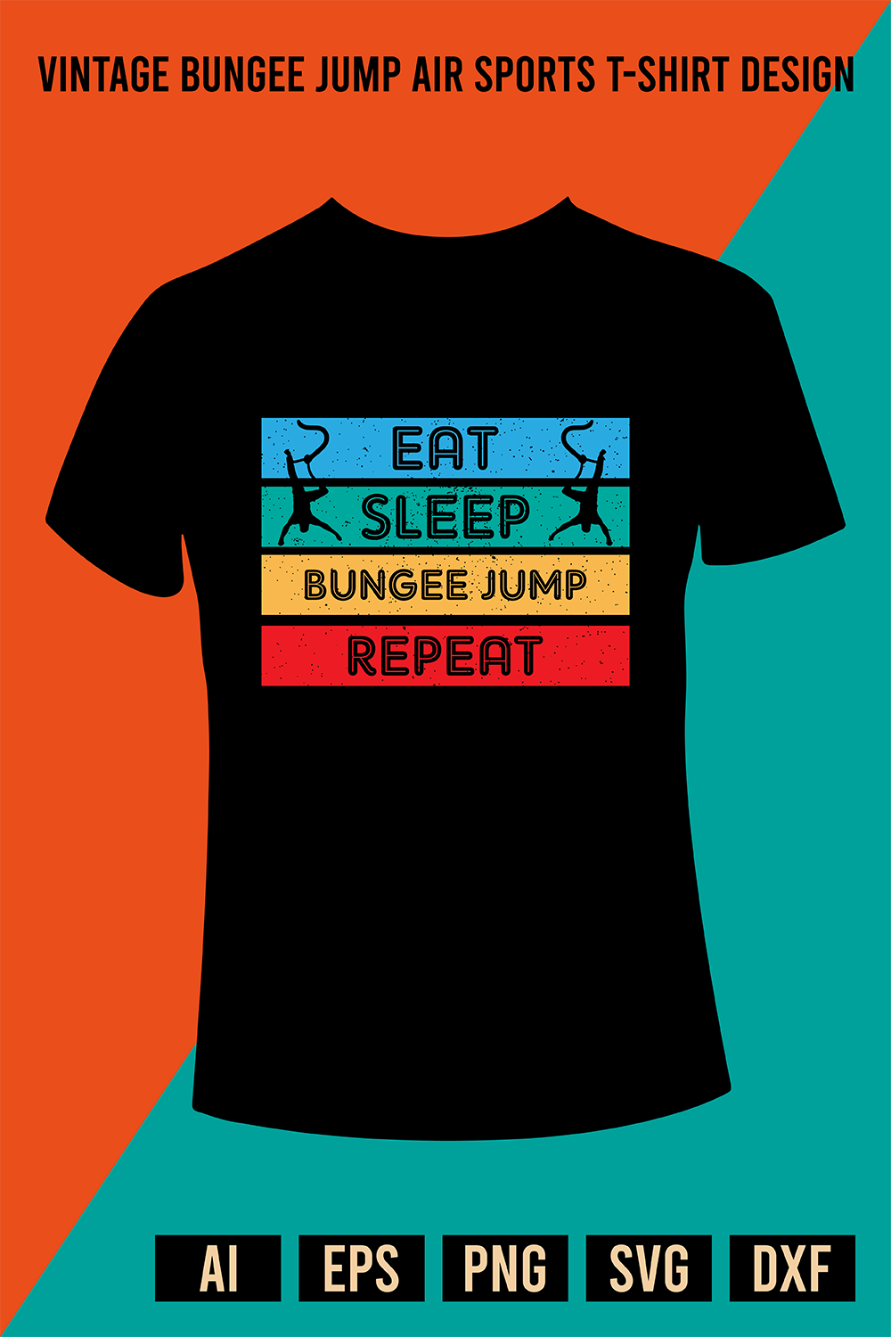 Vintage Bungee Jump Air Sports T-Shirt Design pinterest preview image.