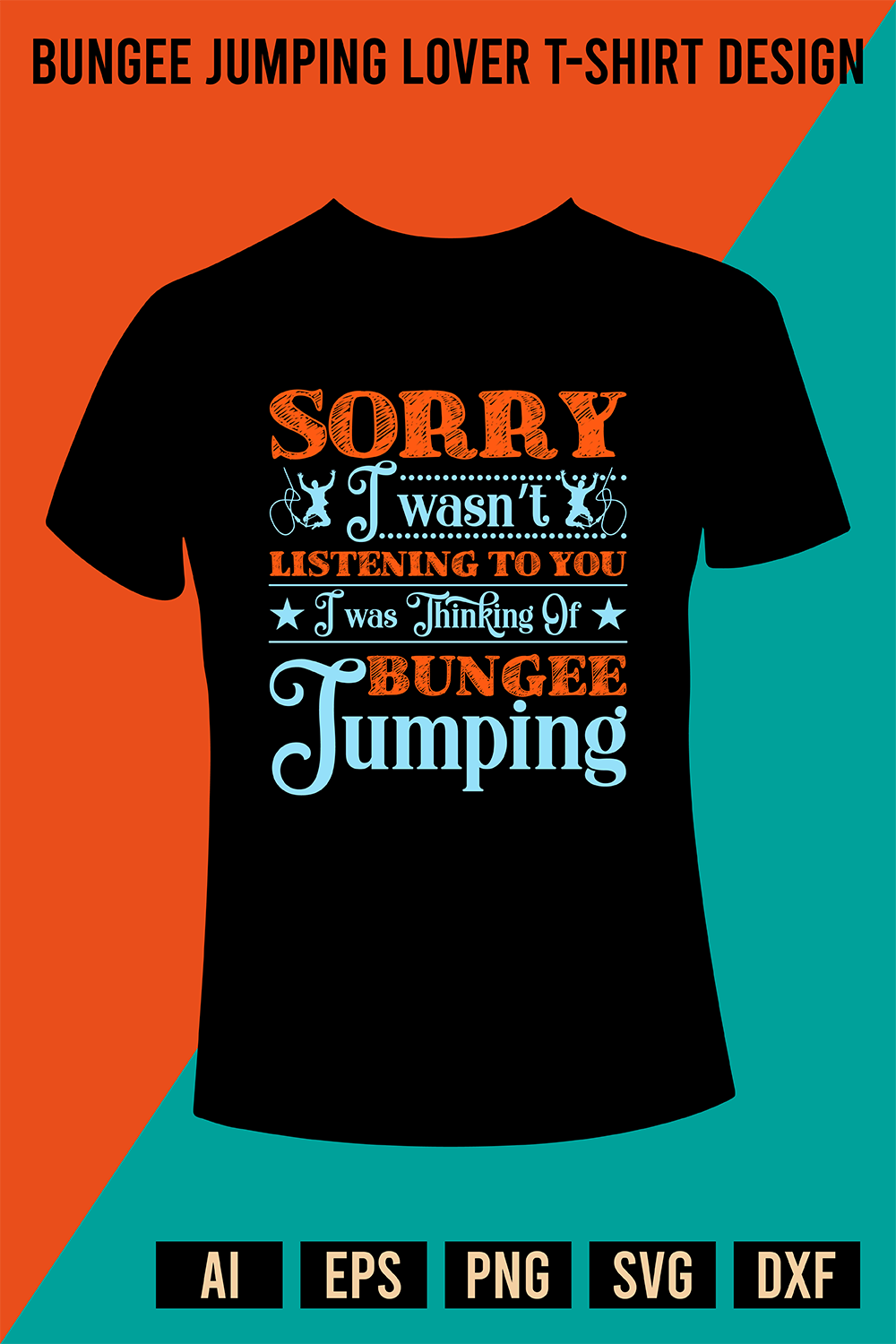 Bungee Jumping Lover T-Shirt Design pinterest preview image.