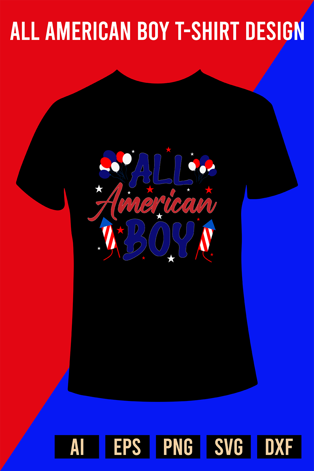 All American boy T-Shirt Design pinterest preview image.