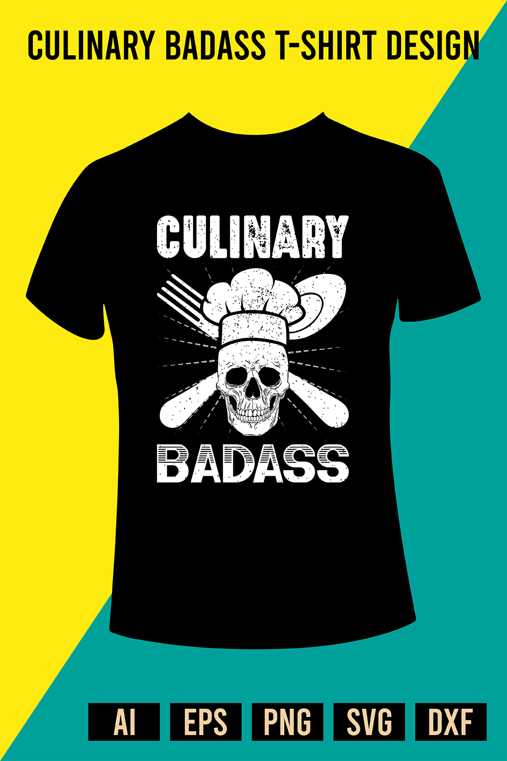 Culinary Badass T-Shirt Design pinterest preview image.