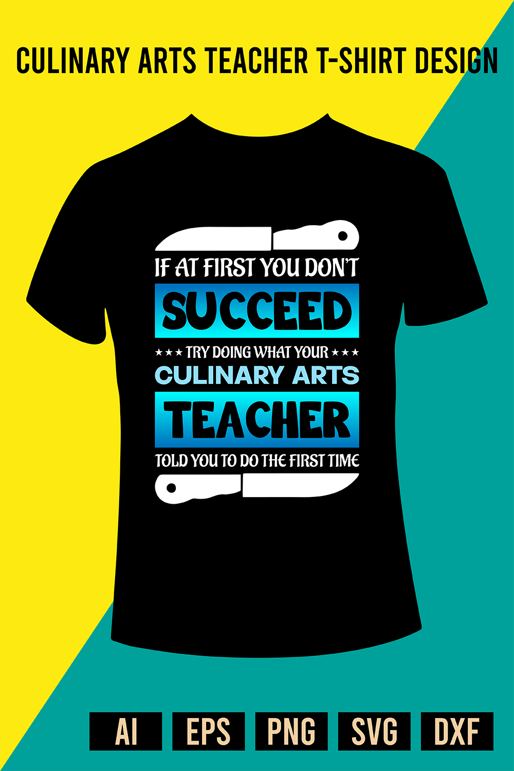 Culinary Arts Teacher T-Shirt Design pinterest preview image.