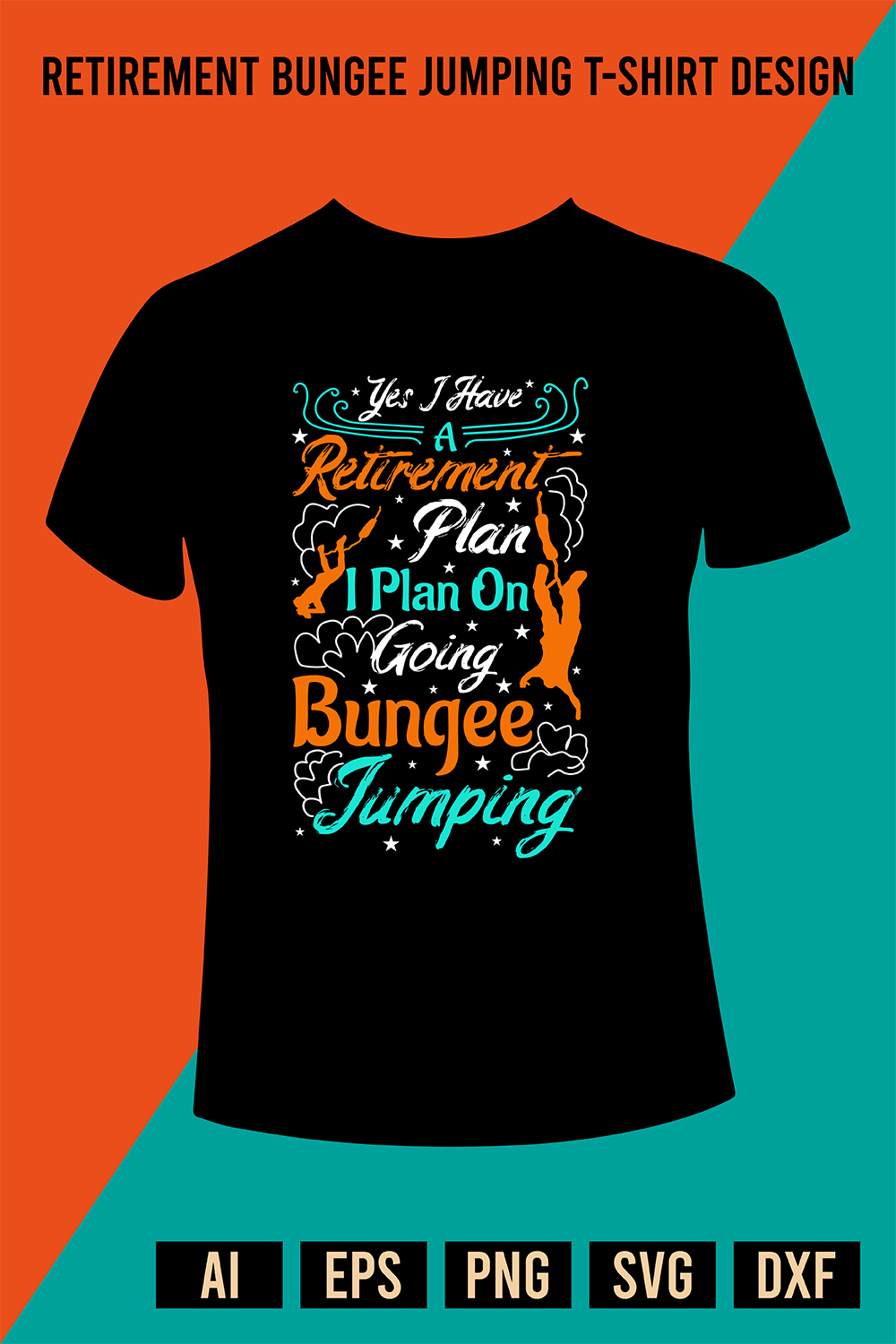 Retirement Bungee Jumping T-Shirt Design pinterest preview image.