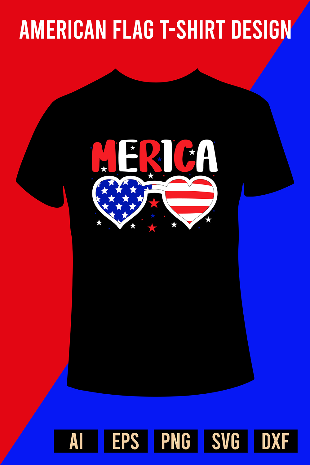 American Flag T-Shirt Design pinterest preview image.