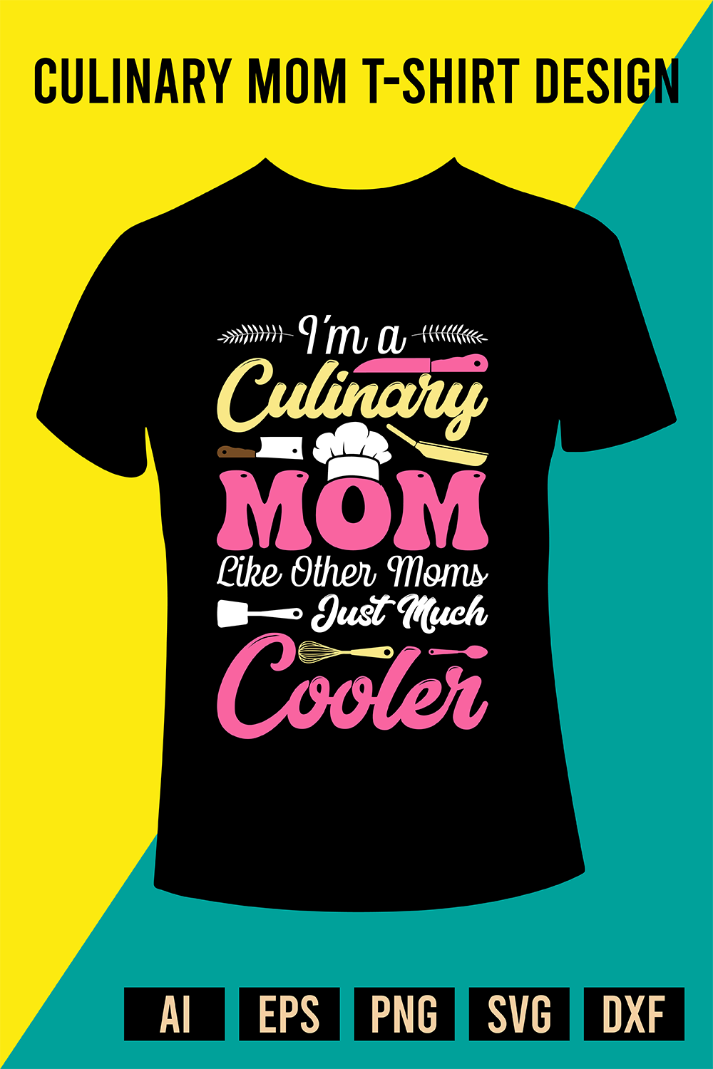 Culinary Mom T-Shirt Design pinterest preview image.