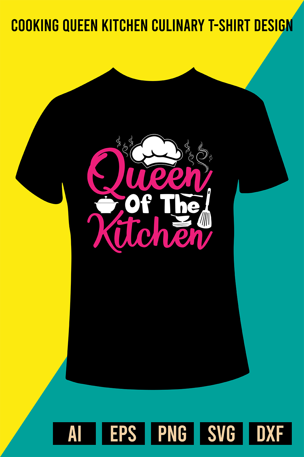 Cooking Queen Kitchen Culinary T-Shirt Design pinterest preview image.