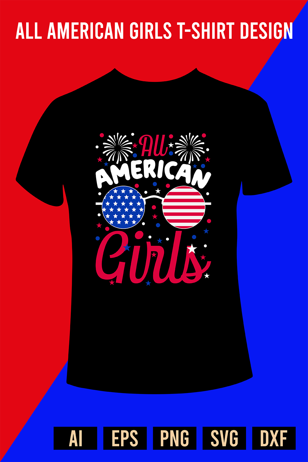 All American Girls T-Shirt Design pinterest preview image.