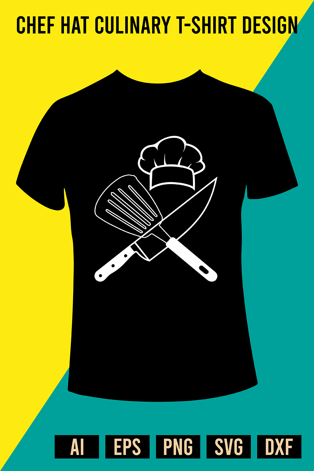 Chef Hat Culinary T-Shirt Design pinterest preview image.