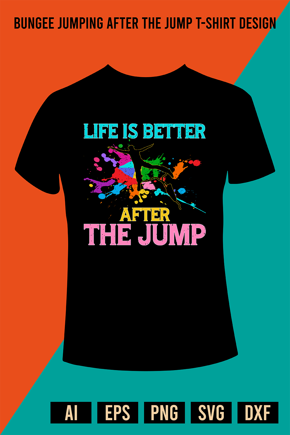 Bungee Jumping After The Jump T-Shirt Design pinterest preview image.