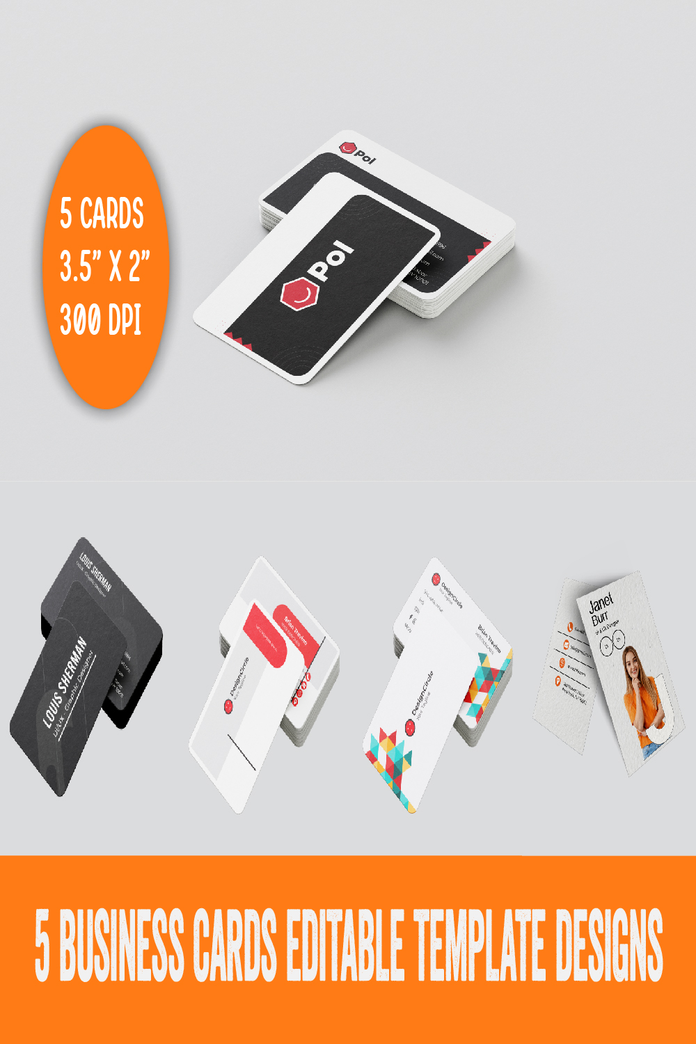 5 Creative Business Card pinterest preview image.