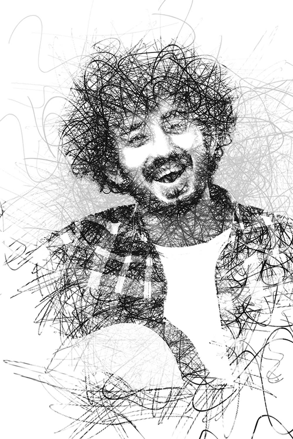 Scribble Portrait Sketch Photoshop Action pinterest preview image.