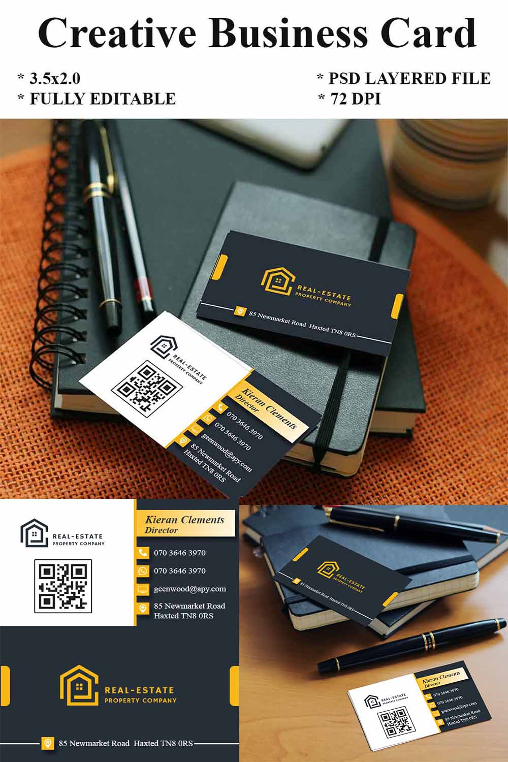 Corporate Modern Creative Minimalist Business Card Design pinterest preview image.