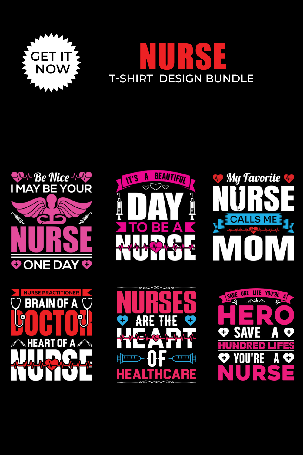 6 creative and unique t shirt design bundle Typography t shirt design bundle pinterest preview image.