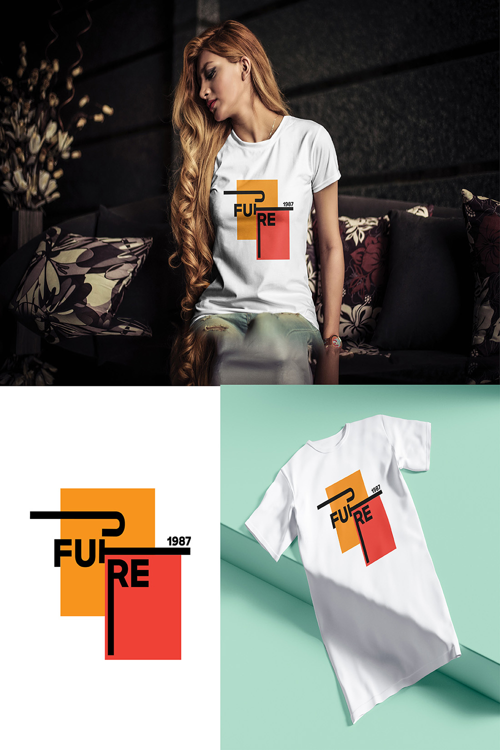 Modern Typography T-Shirt Design pinterest preview image.