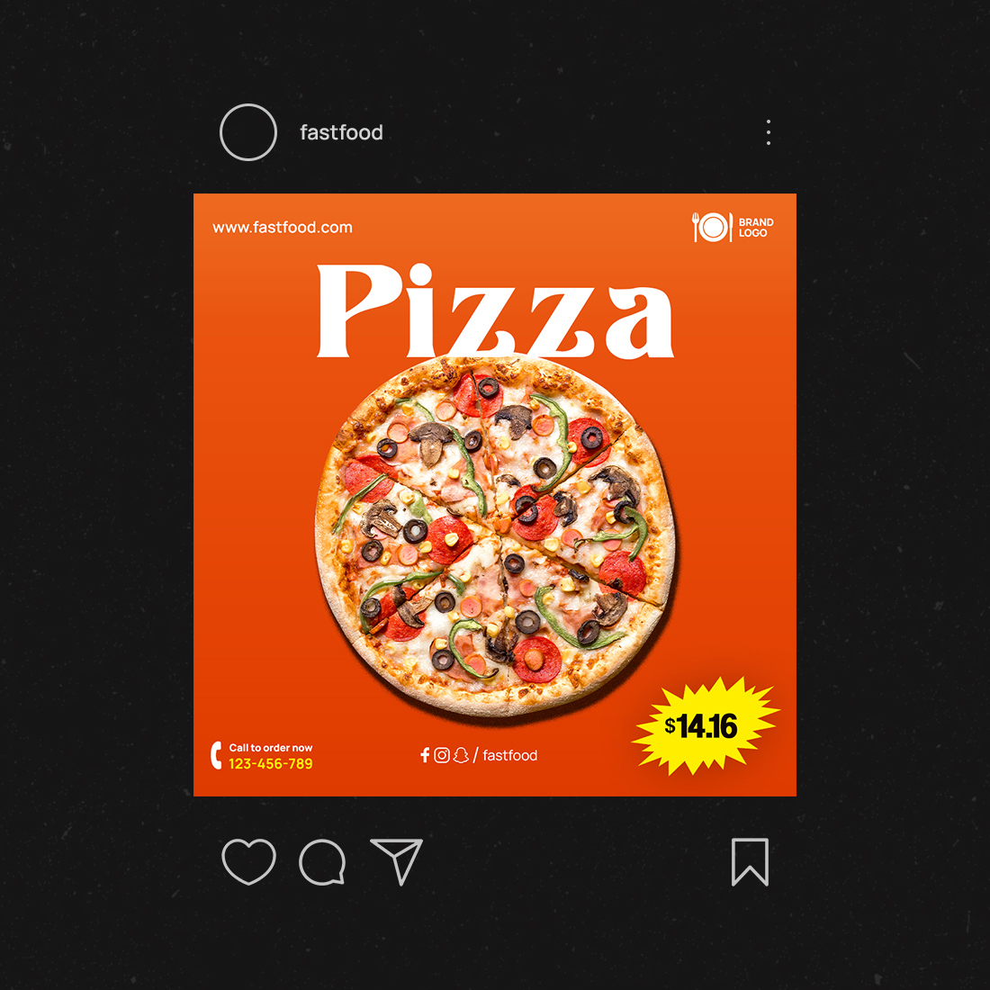 Delicious Pizza High-Resolution Social Media Banner Template preview image.