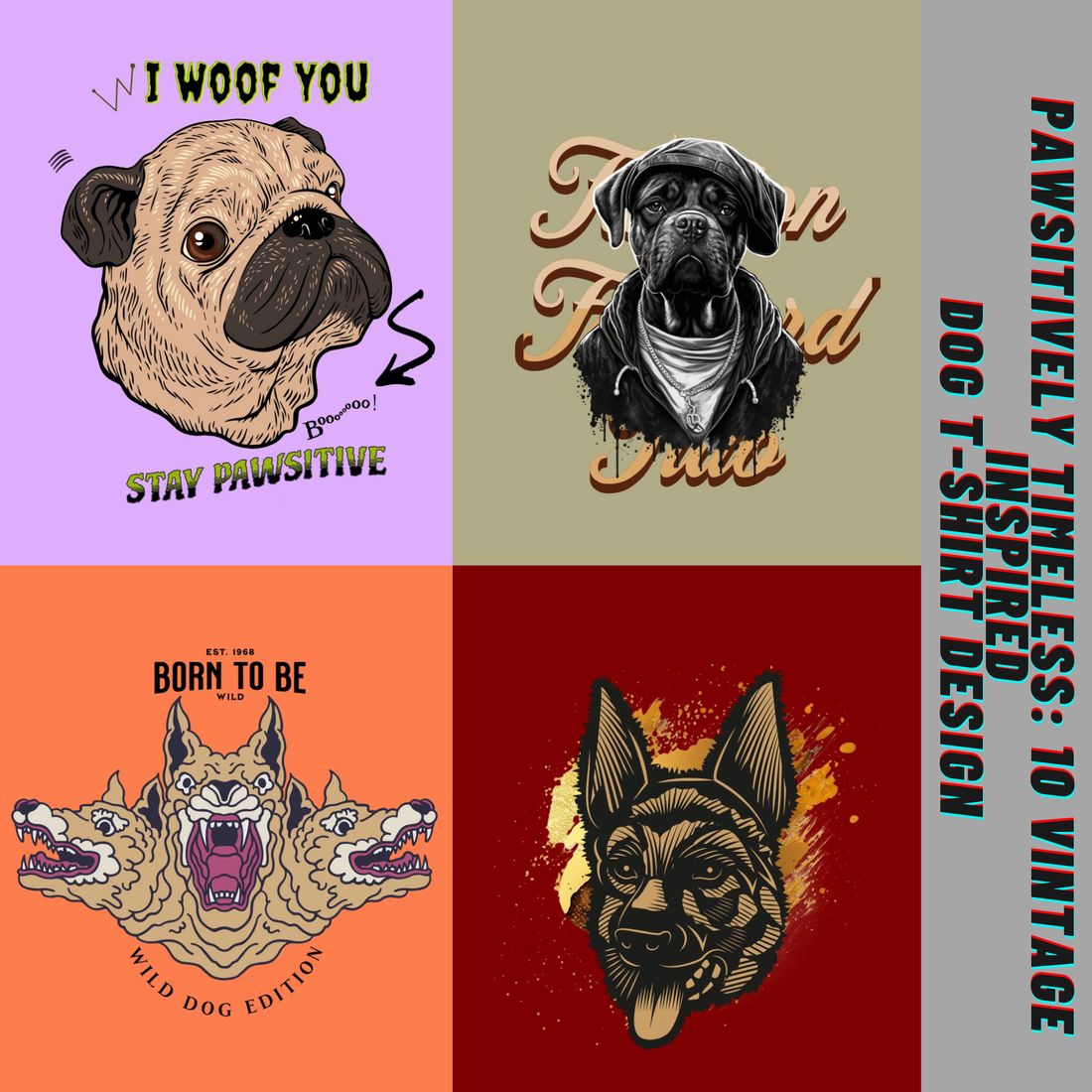 Pawsitively Timeless: 10 vintage Inspired dog T-shirt Design preview image.