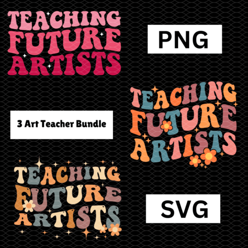 Retro Teching Future Artists Art Teacher Bundle PNG SVG cover image.