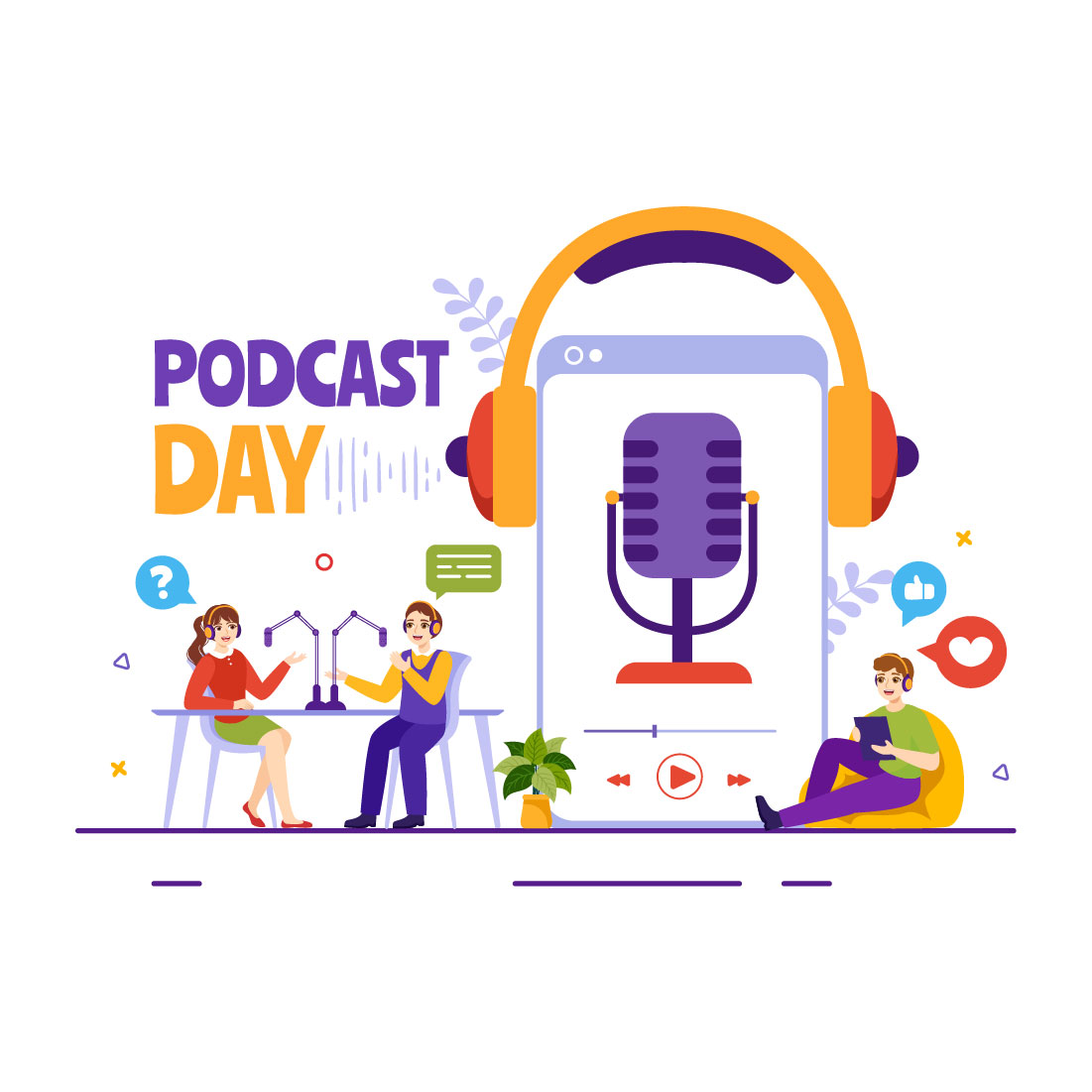 16 International Podcast Day Illustration preview image.