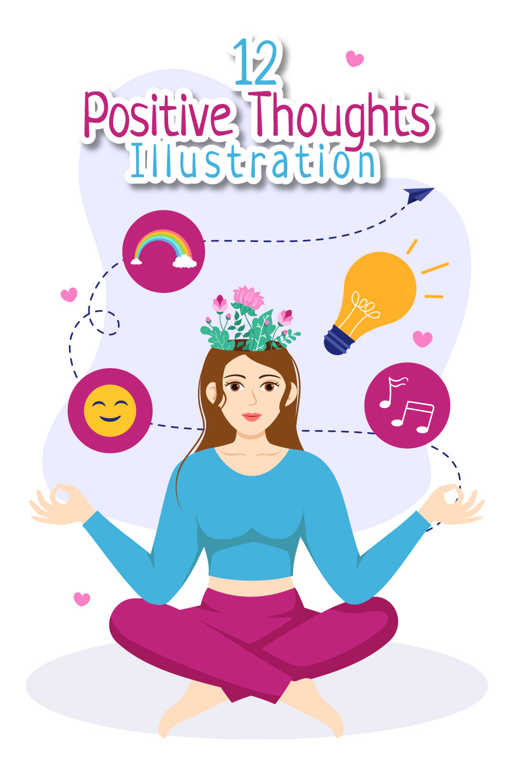 12 Positive Thoughts Vector Illustration pinterest preview image.