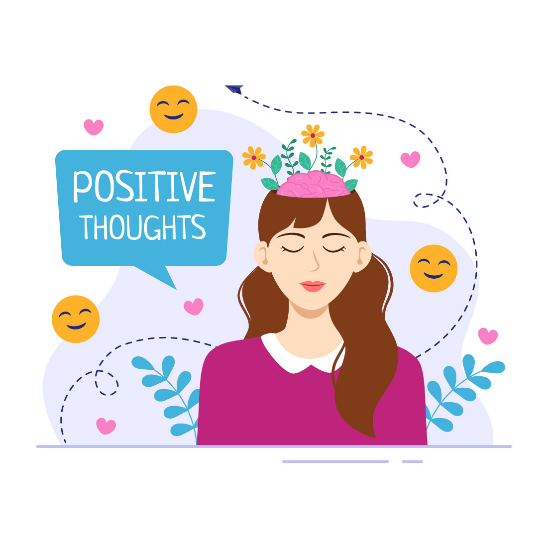 12 Positive Thoughts Vector Illustration preview image.