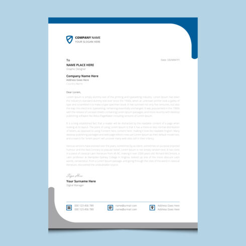 Clean stylish modern corporate identity business letterhead design template cover image.