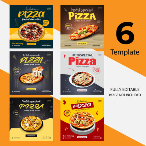 Pizza social media post banner design template bundle cover image.