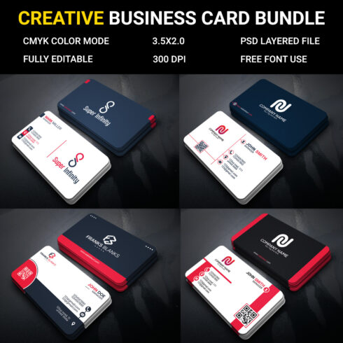 4 creative business card design bundle psd file cover image.