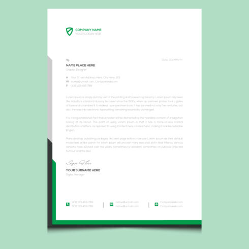 Clean professional unique modern business letterhead template design cover image.