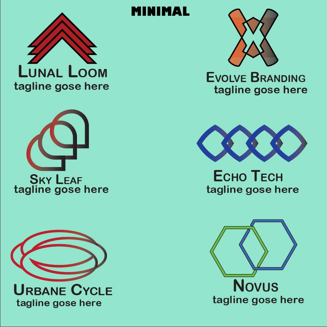 6 Minimilist logos bundle preview image.