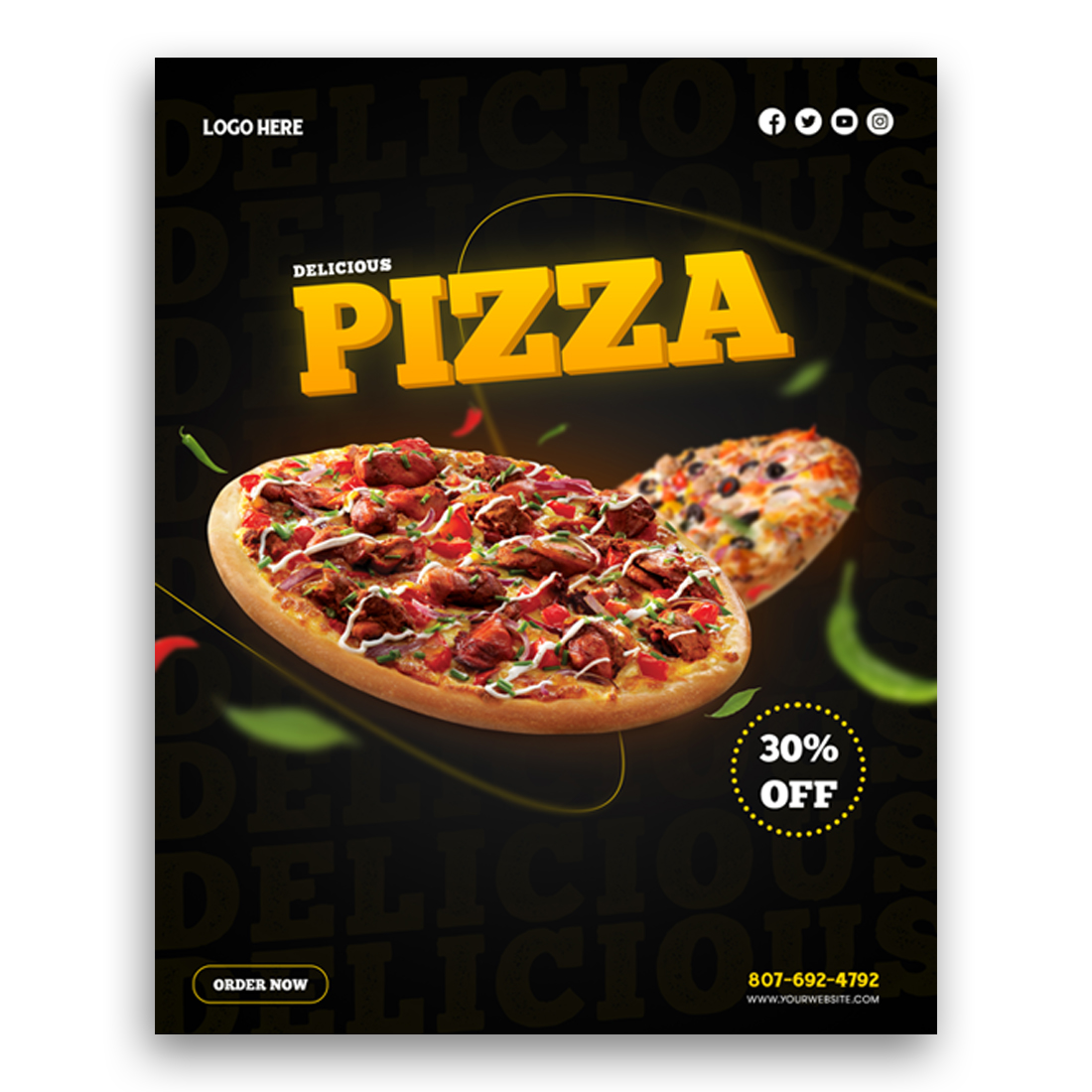 Social Media Pizza Design preview image.