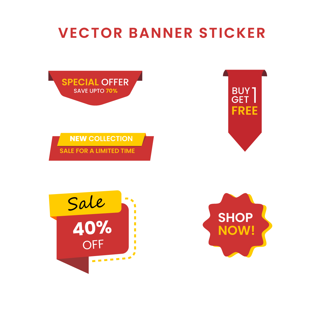 Vector red banner sticker for sale marketing poster preview image.