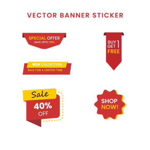 Vector red banner sticker for sale marketing poster cover image.