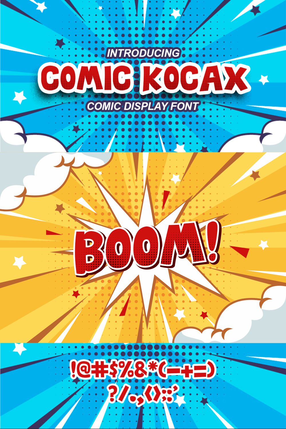 Comic Kocax Display Font pinterest preview image.