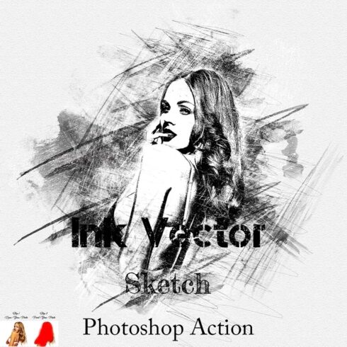 Ink Vector Sketch Photoshop Action cover image.