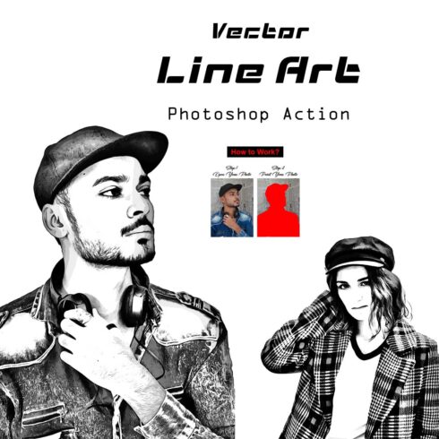 Vector Line Art Photoshop Action cover image.