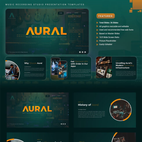 Aural - Music Recording Studio Keynote Template cover image.