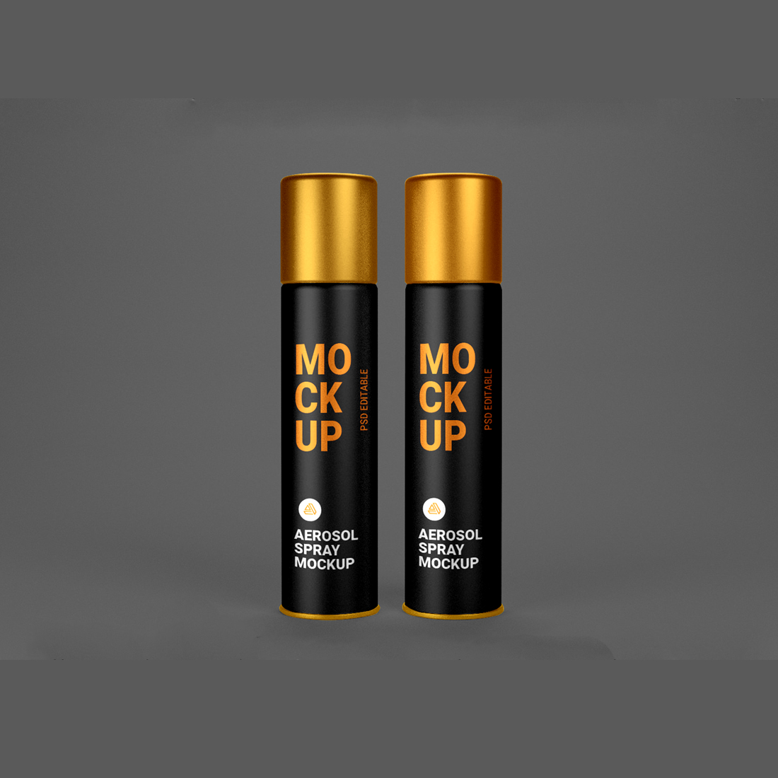 PSD aerosol spray bottle mockup preview image.